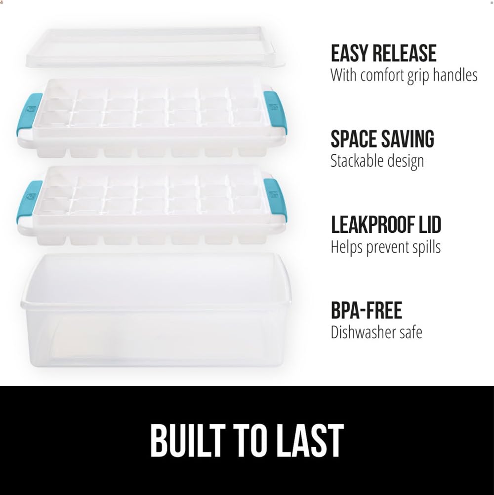 GORILLA GRIP ice tray with lids for organized, leak-free freezing
