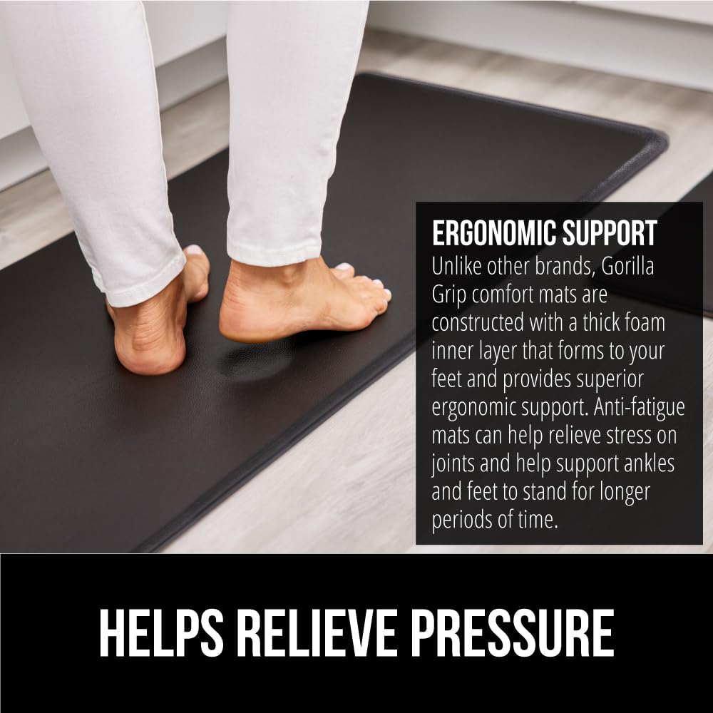 GORILLA GRIP 17x29 leather-like top surface offers soft touch under bare feet.