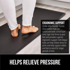 GORILLA GRIP 17x29 leather-like top surface offers soft touch under bare feet.