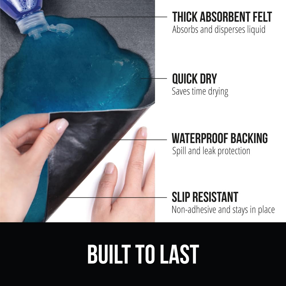 Absorbent felt surface of LeakGuard quickly soaks spills