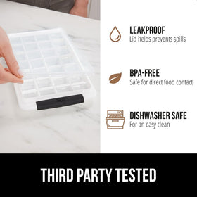 Leakproof tray keeps water contained while freezing