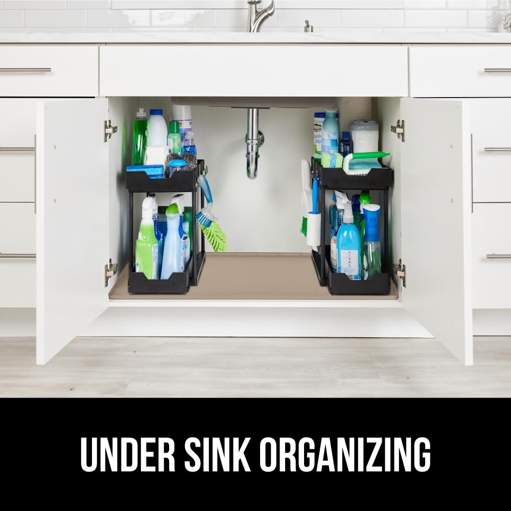 Gorilla Grip under-sink mat ideal for kitchen, bath, and laundry