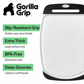 GORILLA GRIP nonporous surface resists odors and stains during prep.