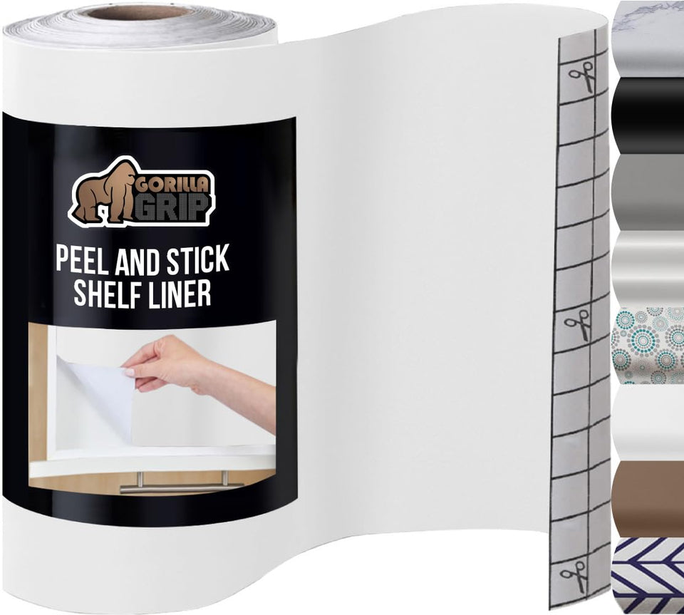 GORILLA GRIP white drawer liner provides sleek protection and easy cleaning.