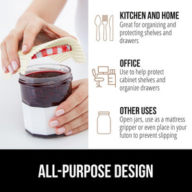 GORILLA GRIP powerGRIP bathroom drawer liner resists mess and moisture.