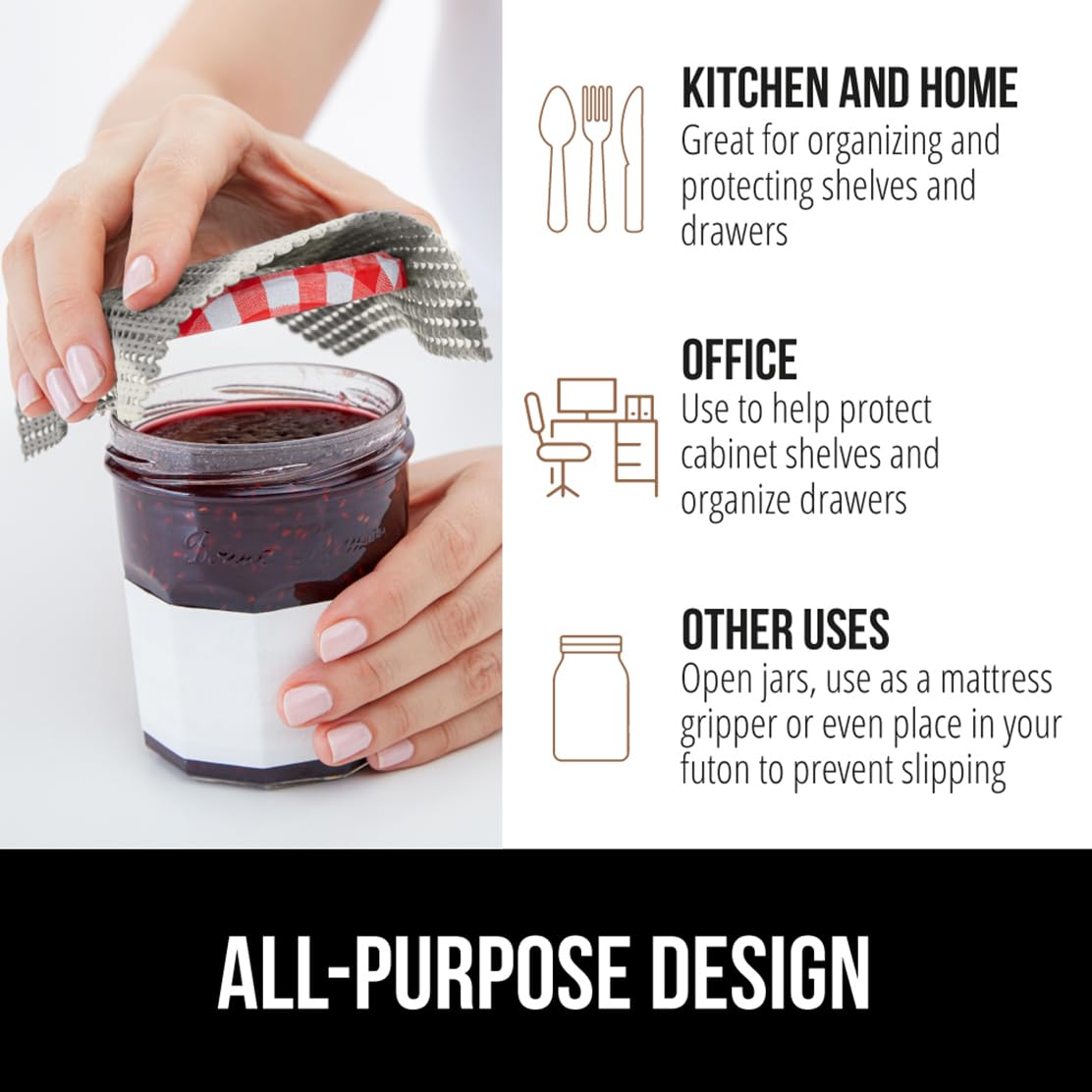 GORILLA GRIP powerGRIP bathroom liner protects vanity shelves from spills