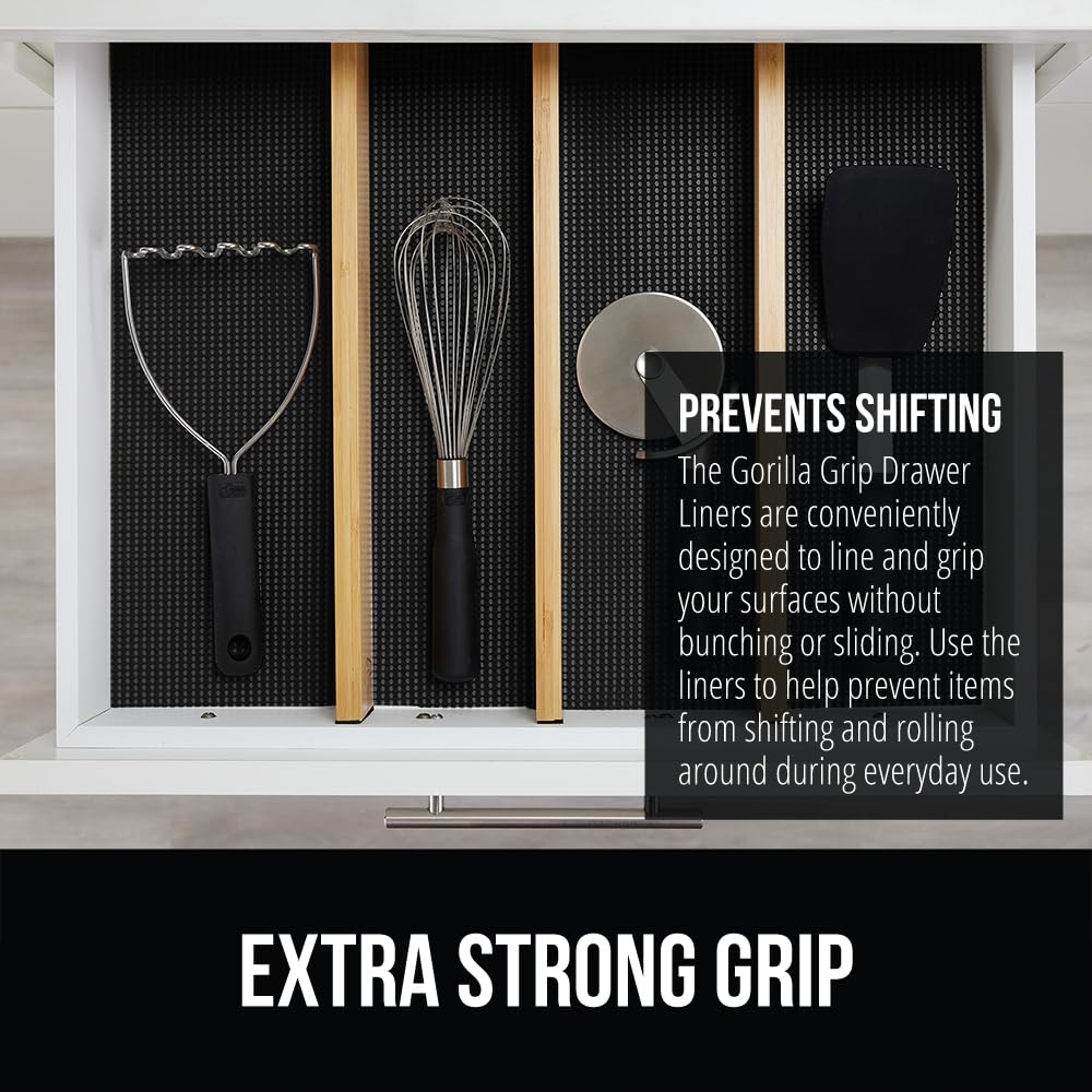Gorilla Grip PowerGRIP breathable mat maintains airflow while reducing slipping in drawers