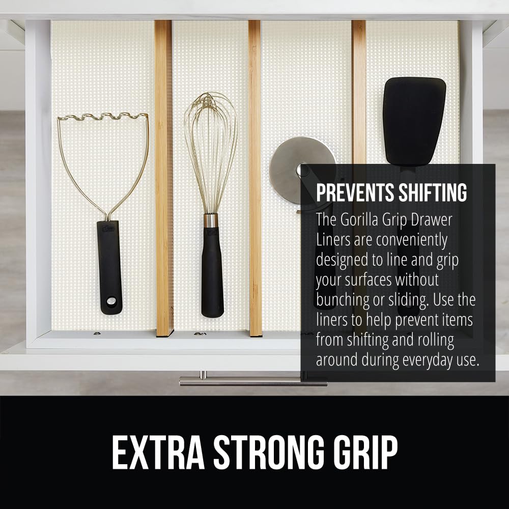 GORILLA GRIP powerGRIP cabinet liner protects surfaces from scratches and debris.