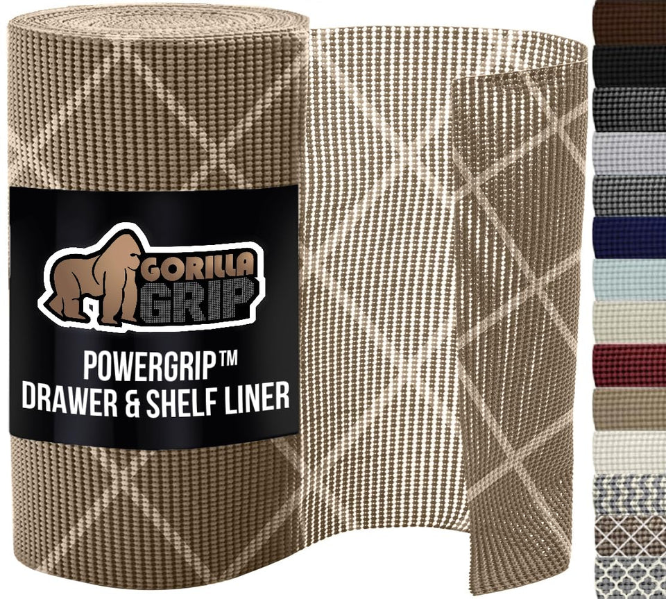 GORILLA GRIP powerGRIP drawer liner beige 12x20 protecting kitchen shelves with non-slip grip