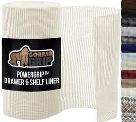 GORILLA GRIP powerGRIP drawer liner with thick hold prevents sliding in crowded drawers.
