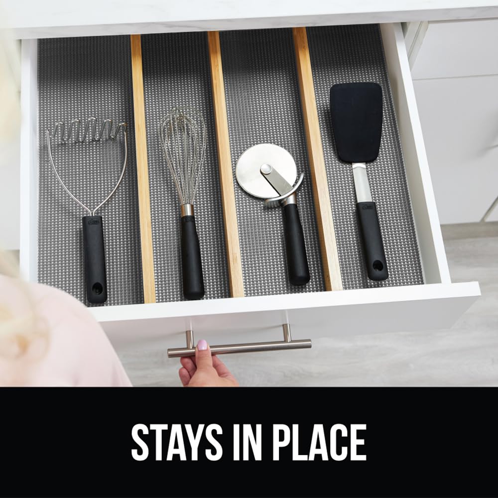 GORILLA GRIP powerGRIP liner in gray 12x20 helps organize drawers and shelves.