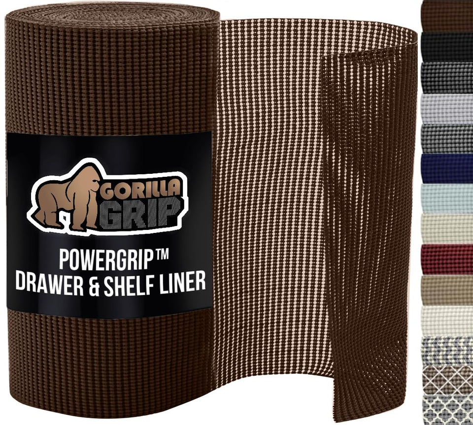 GORILLA GRIP powerGRIP packaged liner displays premium non-slip protection for drawers.
