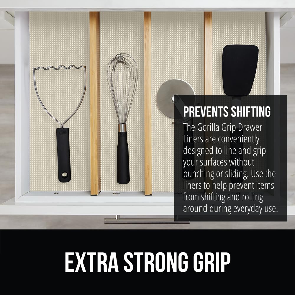 Gorilla GRIP powerGRIP cream shelf liner provides strong grip protection