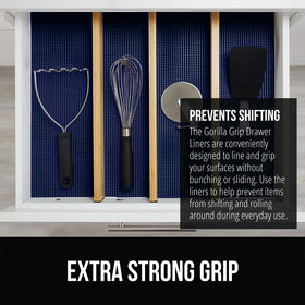 GORILLA GRIP powerGRIP thick grip technology protects surfaces and reduces movement.