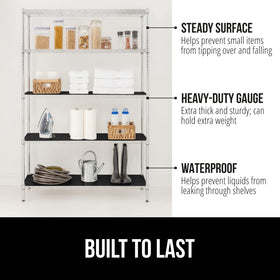 Gorilla Grip ShelfGuard liner with flat surface for stability on shelves.