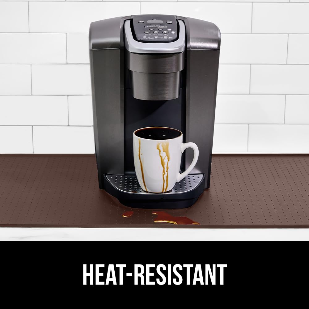Gorilla Grip silicone coffee mat BPA-free material for safe kitchen use.