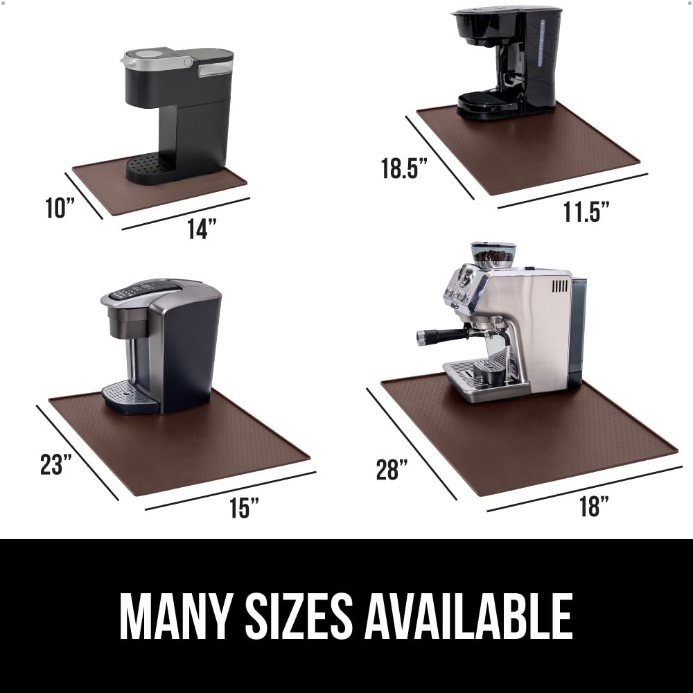 Gorilla Grip silicone coffee mat slip-resistant back keeps appliance in place.