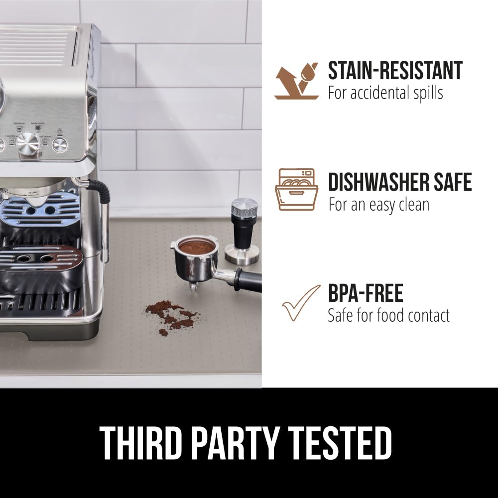 Gorilla Grip silicone coffee mat is dishwasher safe for quick cleaning after use