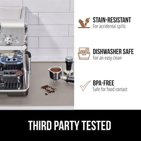 Gorilla Grip silicone coffee mat is dishwasher safe for quick cleaning after use