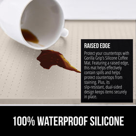Gorilla Grip silicone coffee mat with non-slip backing stays in place under appliances