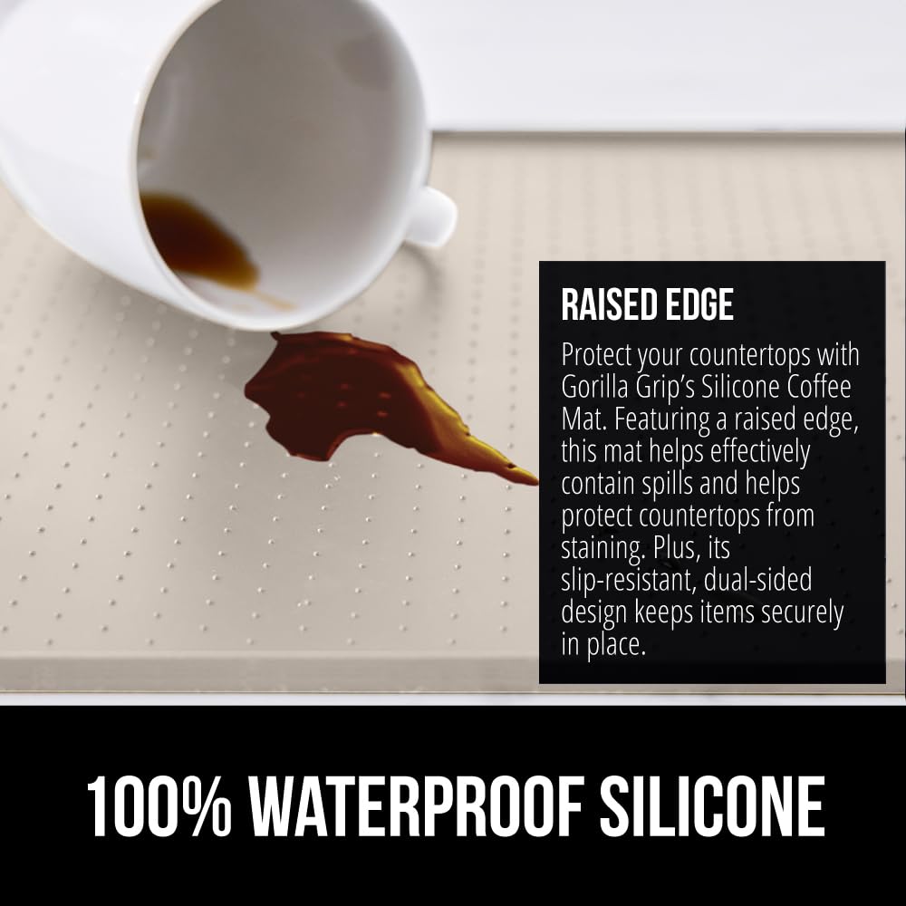 GORILLA GRIP silicone coffee mat one-eighth-edge helps contain liquids