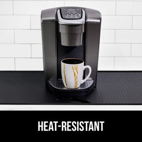 GORILLA GRIP silicone coffee mat under appliance protects countertops.