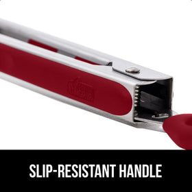 GORILLA GRIP silicone-head close-up shows non-scratch flexibility for pans.