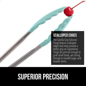 Gorilla Grip silicone-head tongs protect pans while flipping delicate foods.