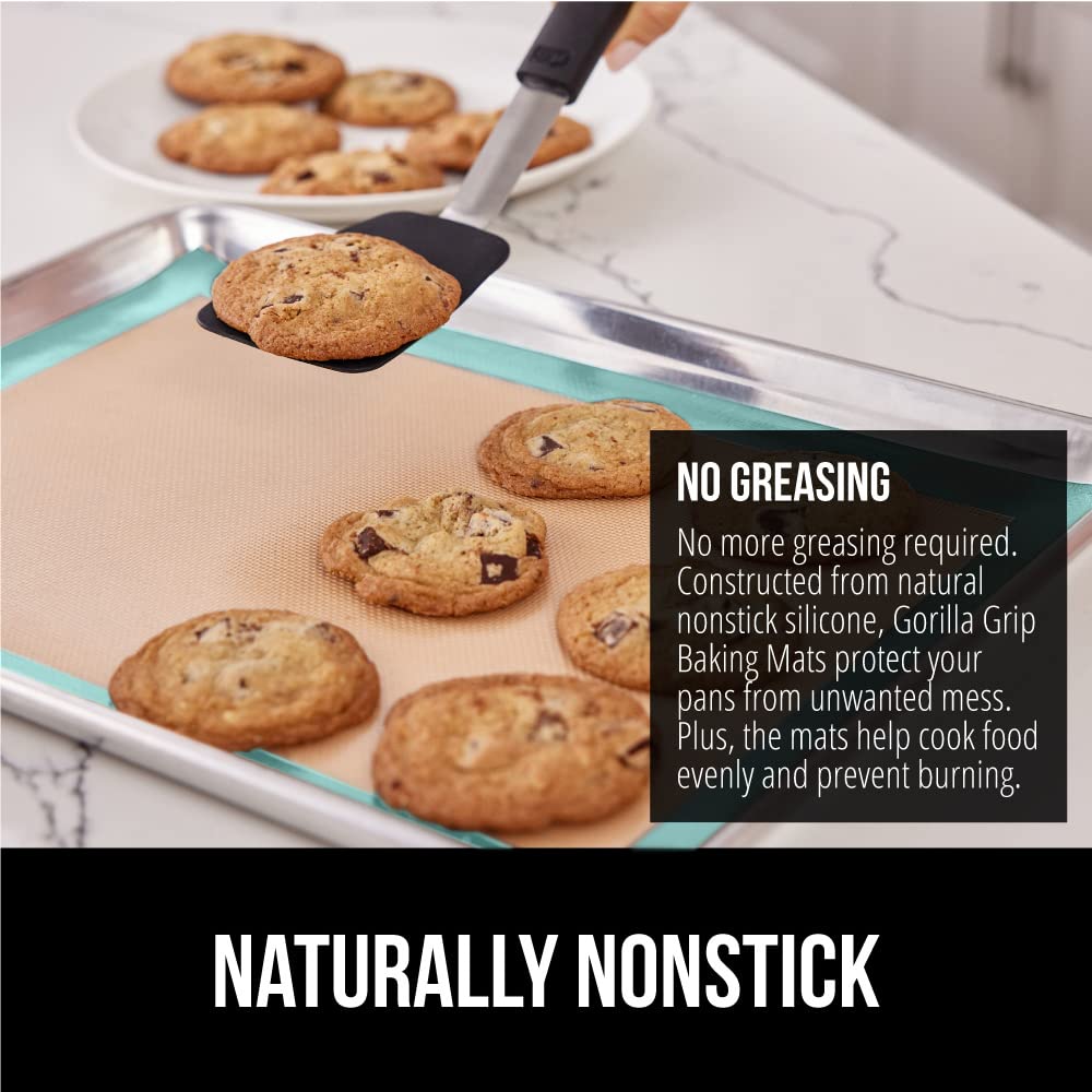Gorilla Grips slip resistant baking mat stays flat on pans during bake.