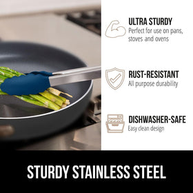 GORILLA GRIP slip-resistant handle helps steady delicate food turns.