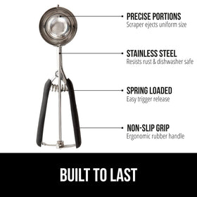 Gorilla Grip spring-release meatball scoop for easy ejecting.