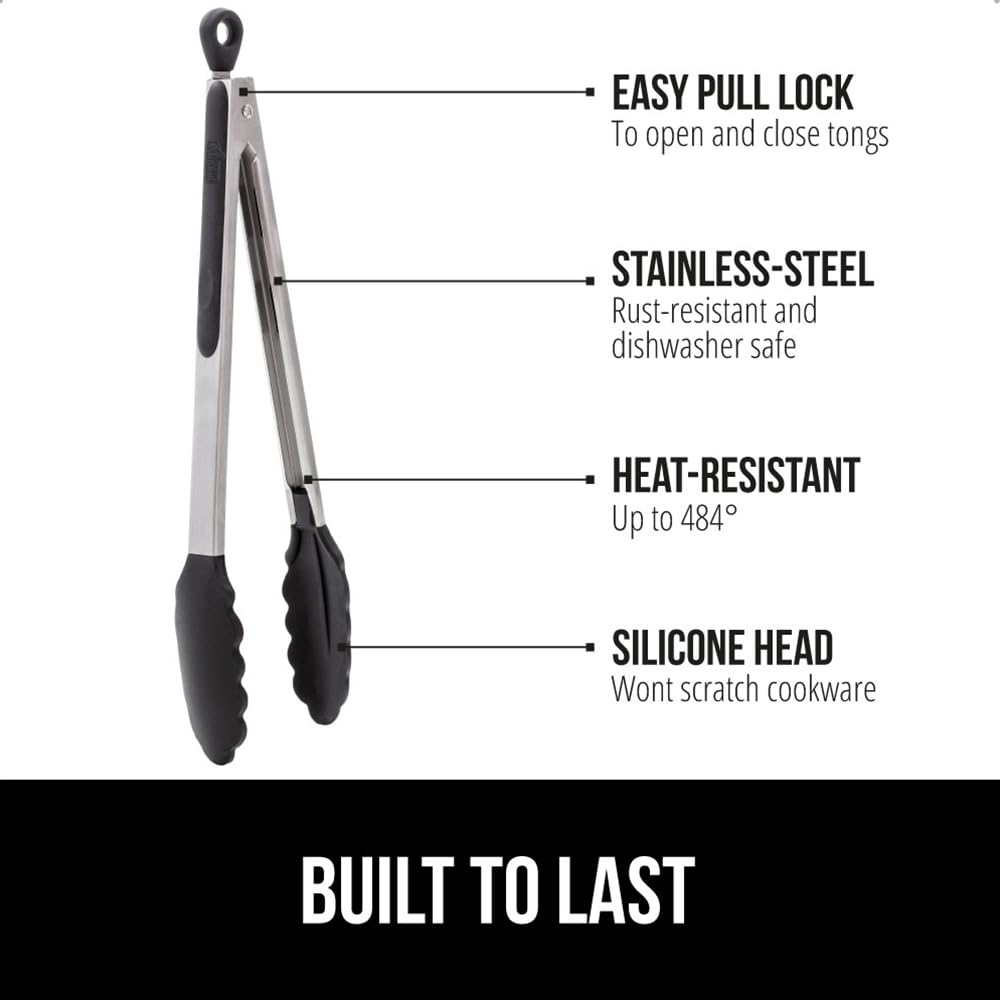 GORILLA GRIP 14-inch stainless steel tongs for extended reach and strength