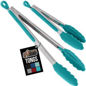 GORILLA GRIP 7-inch turquoise tongs with precise grip for small ingredients