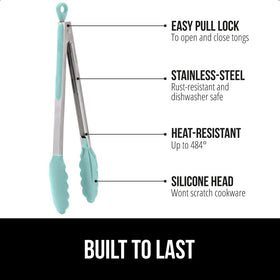 Gorilla Grip 9-inch stainless steel tong for grilling and big portions.