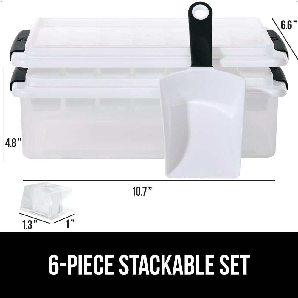 Two trays with lids conserve freezer space and organization
