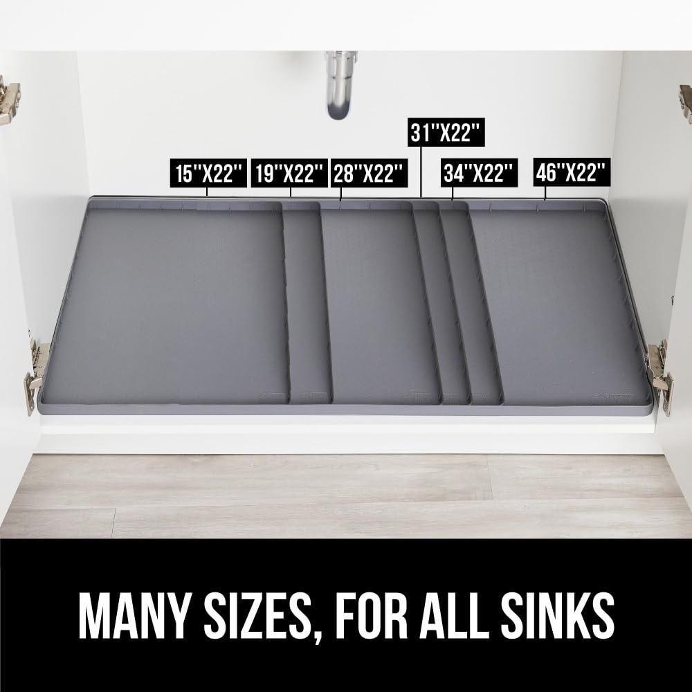 GORILLA GRIP under-sink mat 19x22 inches fits standard cabinets