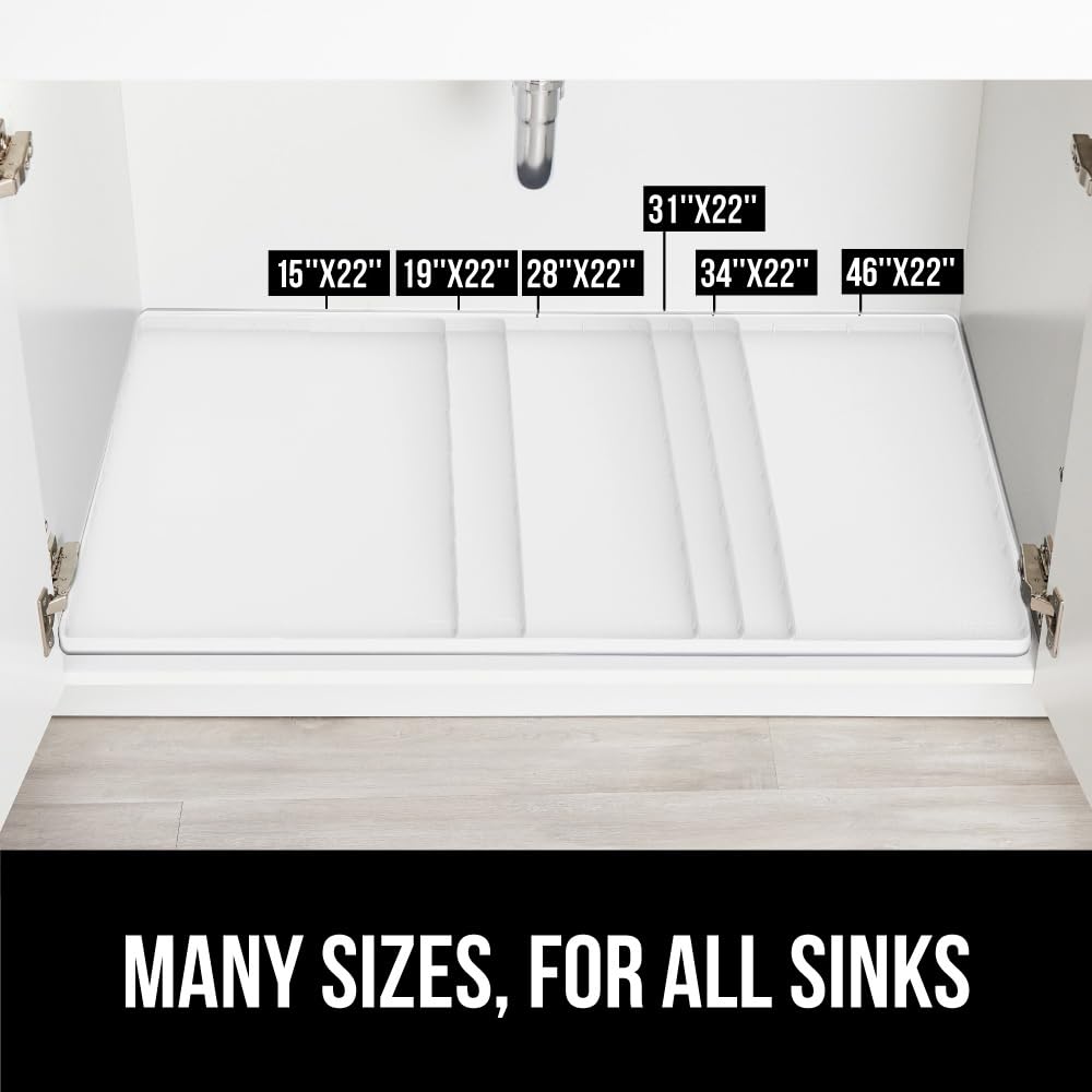 Gorilla Grip under-sink mat designed for kitchen, bathroom, and laundry areas.