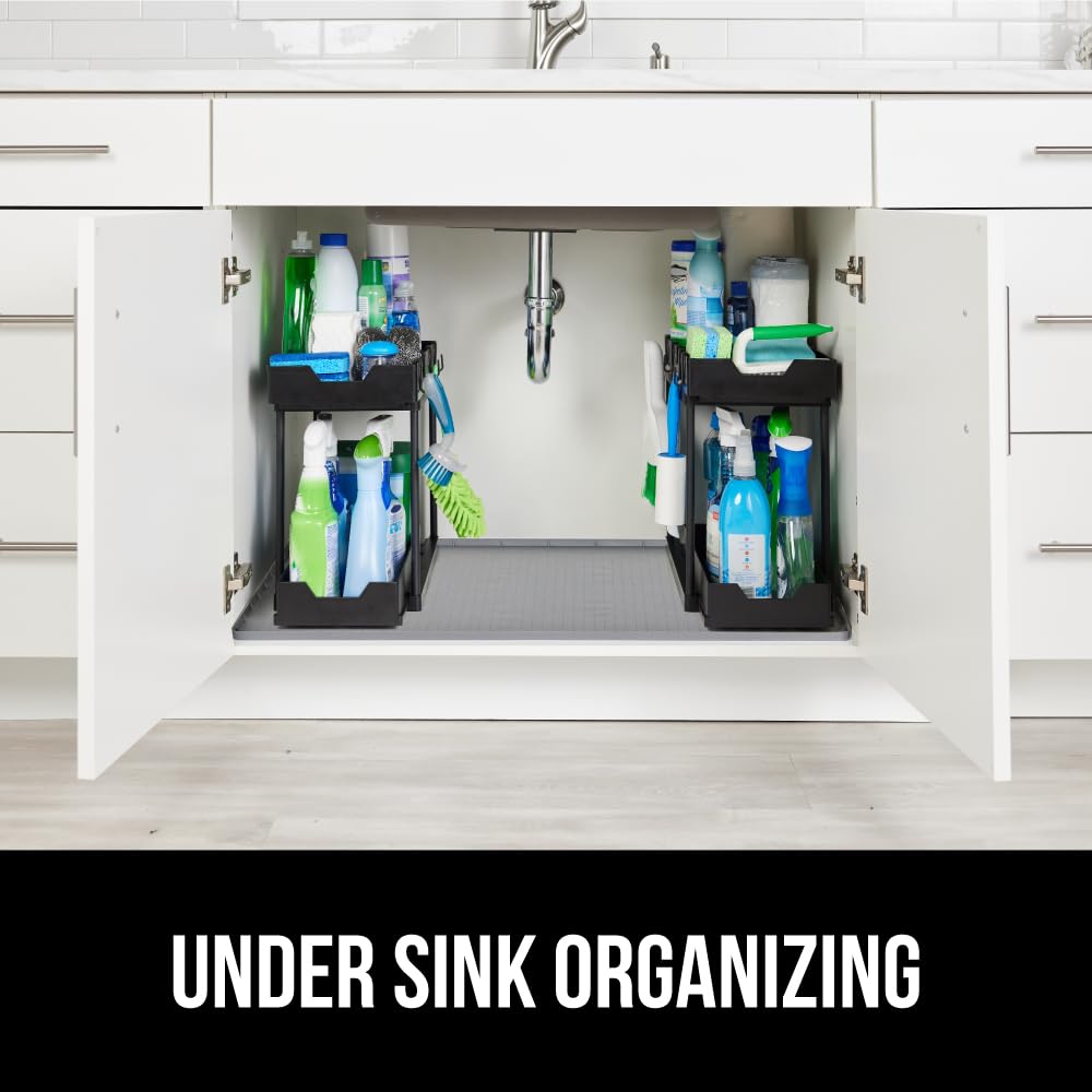 GORILLA GRIP raised lip and silicone design for leak-managed organization.