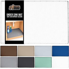 Gorilla Grip under-sink mat with waterproof silicone protects cabinets from spills.