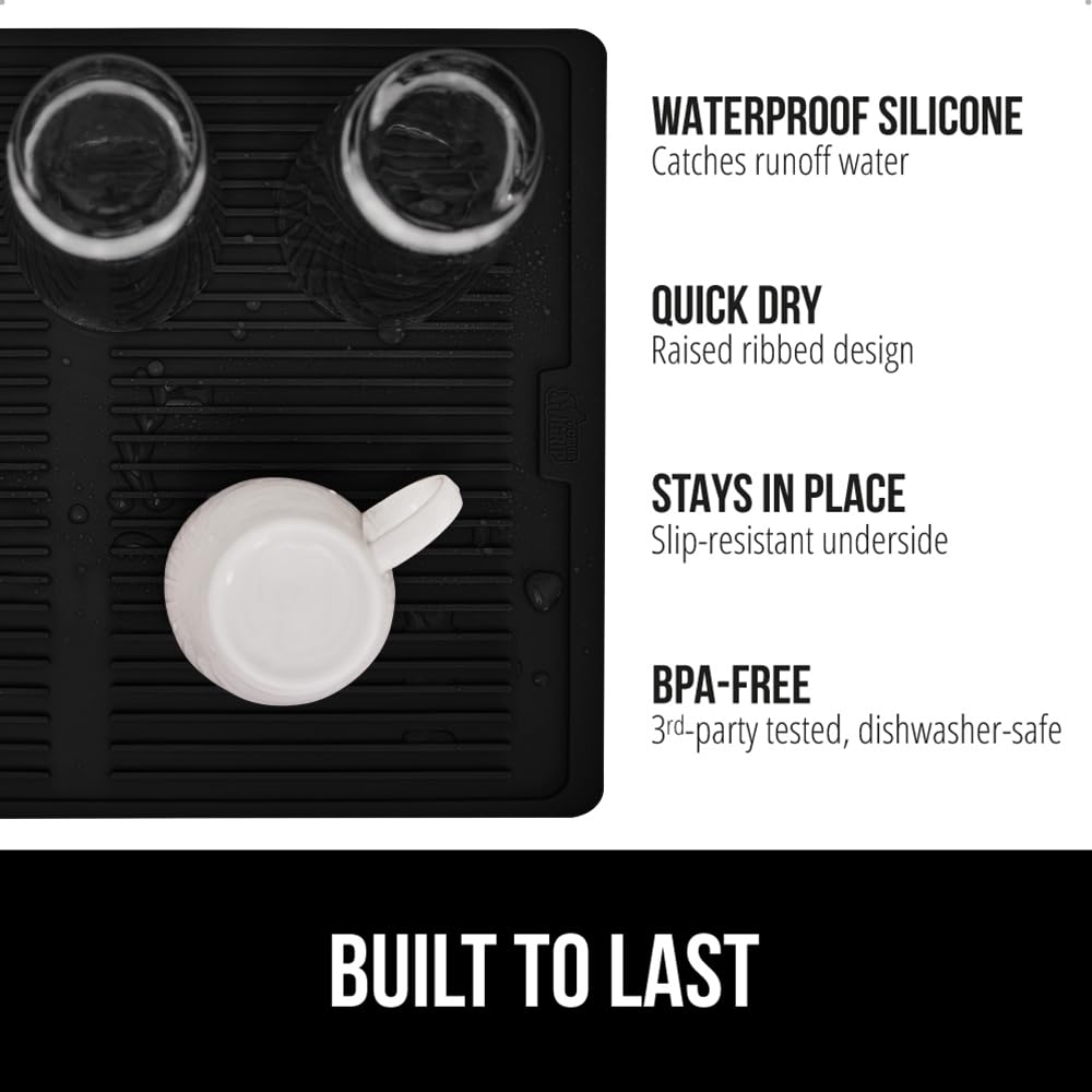 Gorilla Grip mat shows raised edges catching water