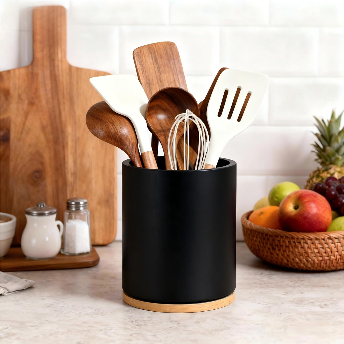 Gorsent farmhouse kitchen accessory enhances rustic vibes on the counter.