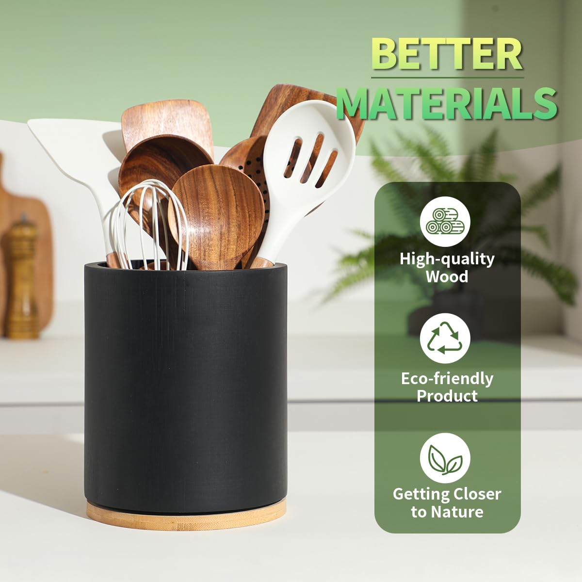 Gorsent countertop decor brings natural texture to a tidy kitchen.