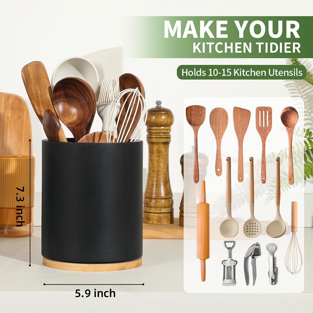 Gorsent large utensil holder capacity fits 10 to 15 tools for busy kitchens.