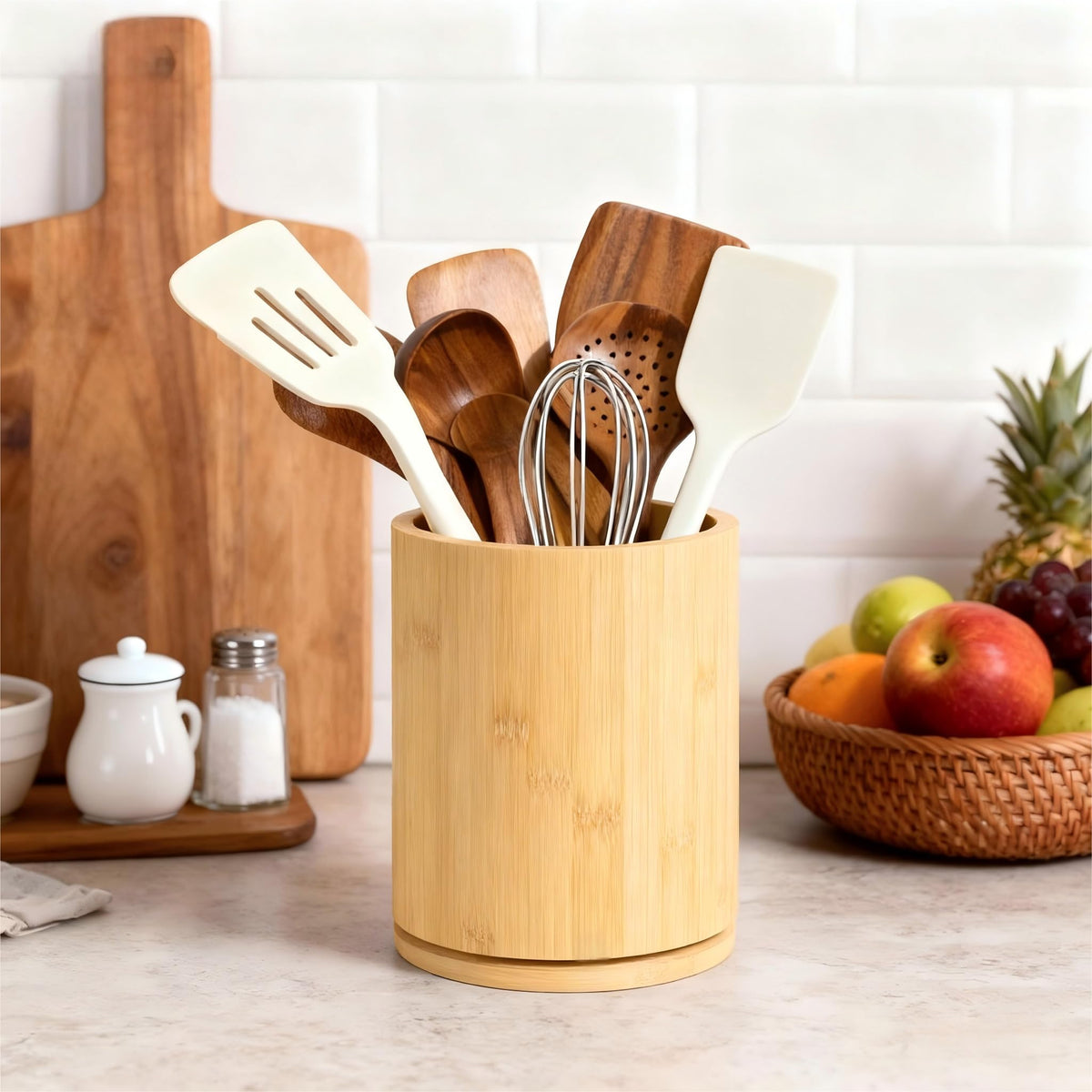 Gorsent large utensil holder keeps long utensils organized.