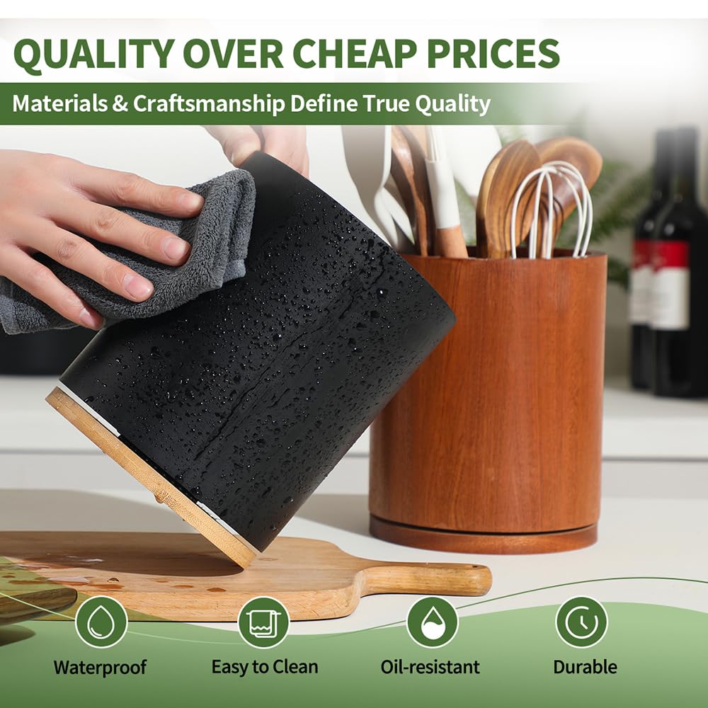 Gorsent rotating kitchen organizer keeps frequently used utensils easy to grab.