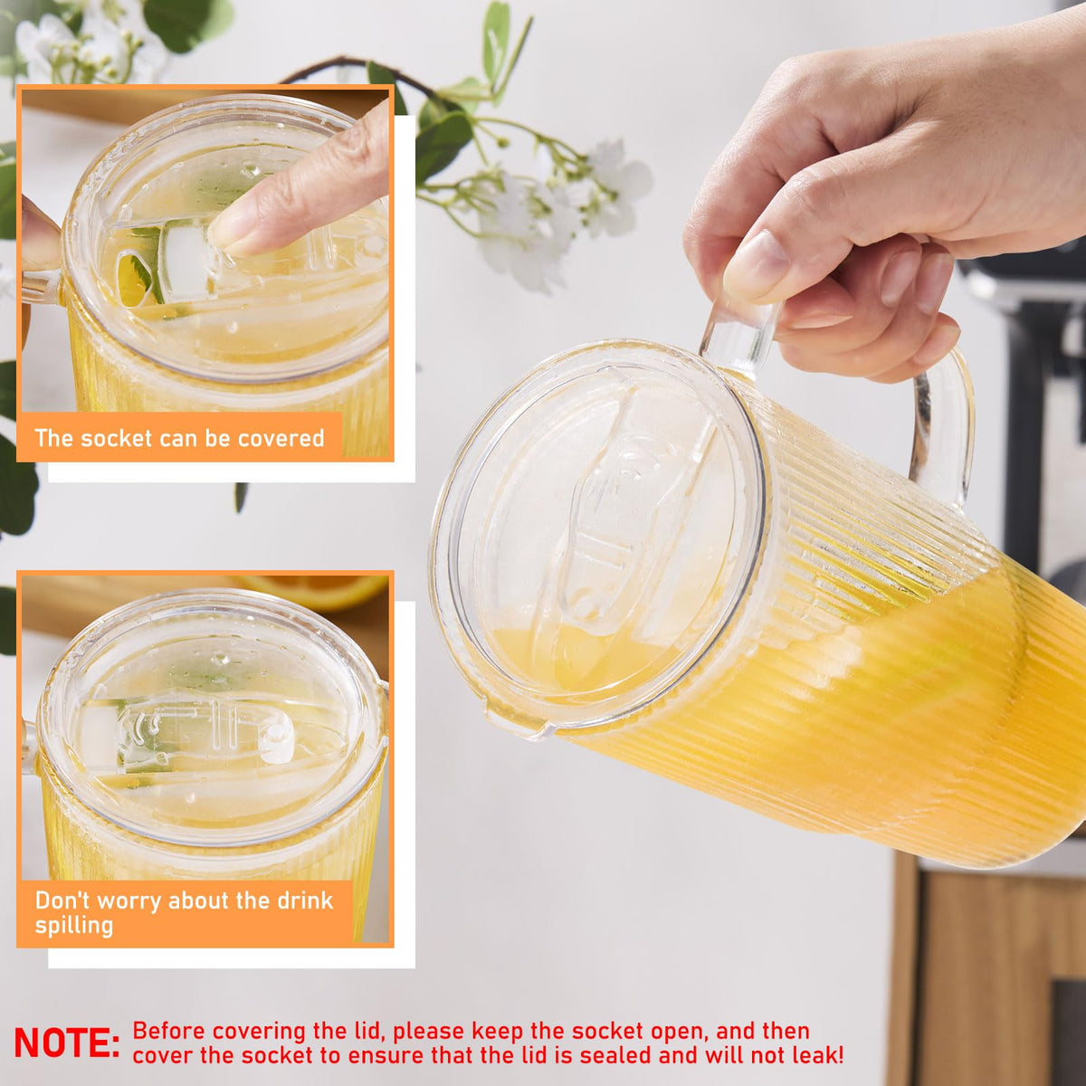 GOSCHE leak-resistant acrylic lid keeps drinks secure during travel.