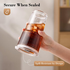 GOSCHE clear vintage glassware cup ideal for coffee, tea, or juice on the go.