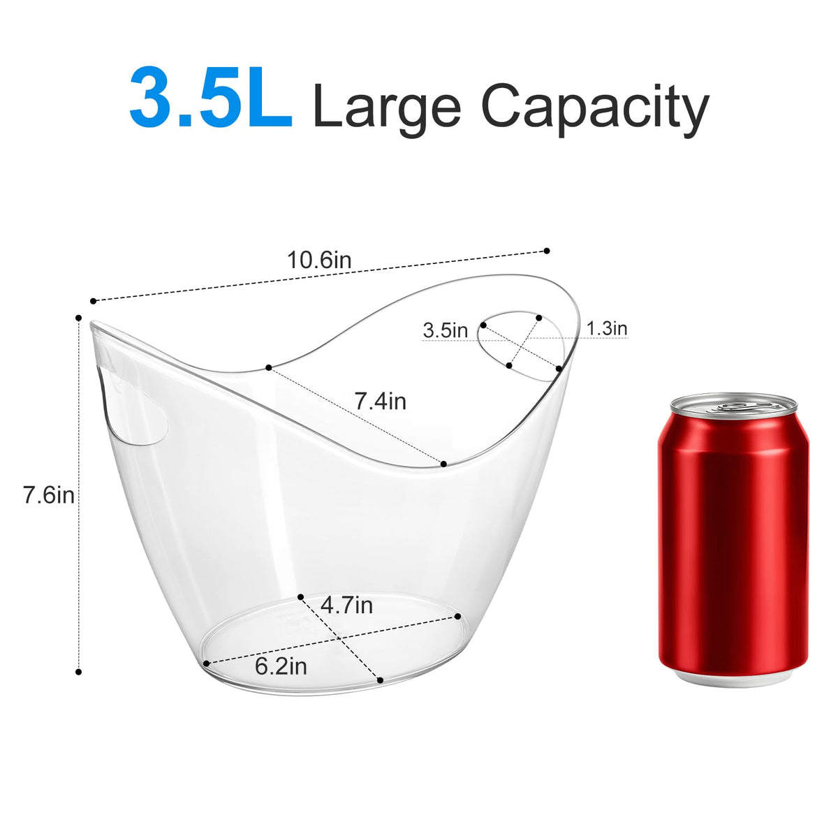 GOSDENG 3.5L ice bucket shows two bottles capacity for beverages.