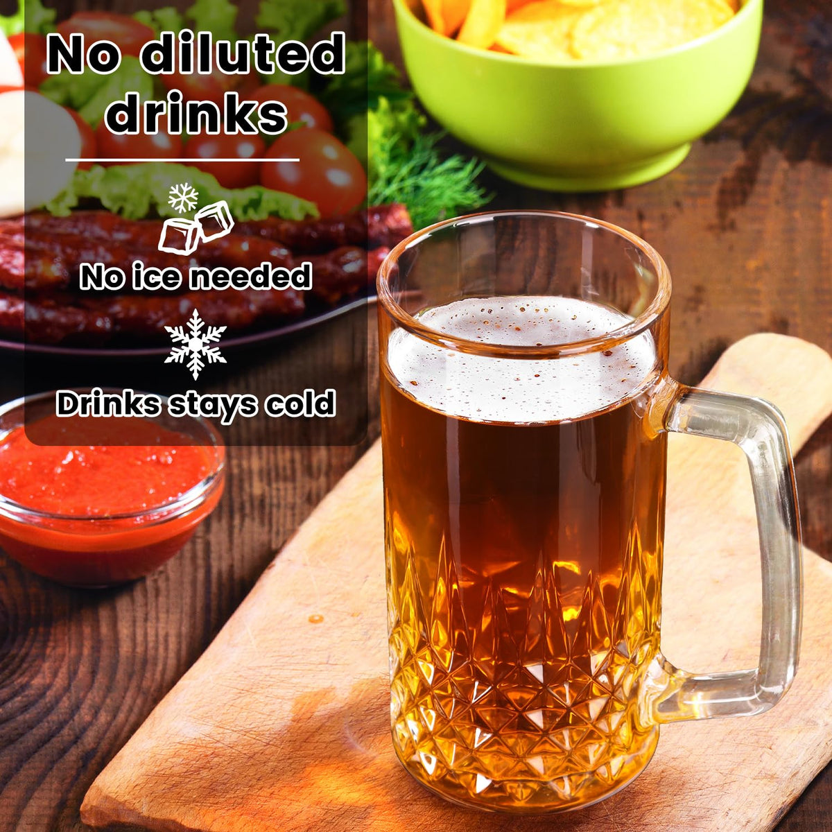 GOSDENG clear lead-free glass pint mug for beer, tea, or coffee