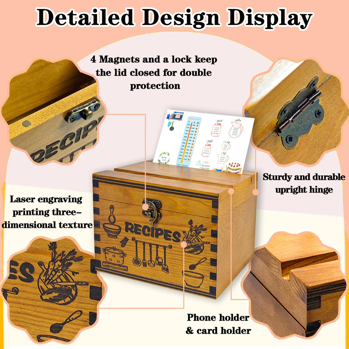 Category labels and dividers help organize recipe sections.